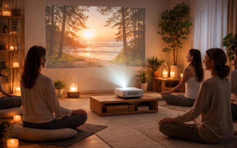 découvrez notre atelier bien-être santé alliant relaxation et technologie avec le mini vidéoprojecteur epson pour une expérience apaisante et immersive.