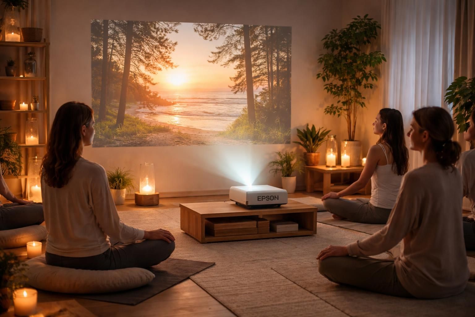 découvrez notre atelier bien-être santé alliant relaxation et technologie avec le mini vidéoprojecteur epson pour une expérience apaisante et immersive.