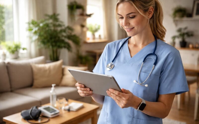 découvrez comment la tablette tactile microsoft surface go facilite les soins à domicile pour les infirmières en tournée, offrant mobilité, efficacité et organisation optimale.